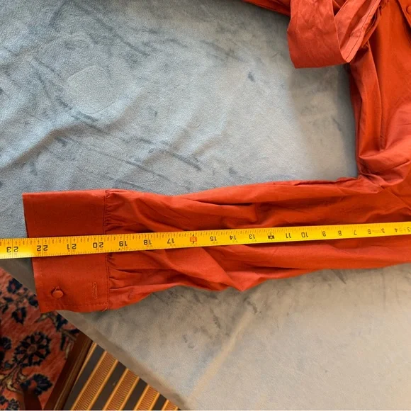 New York & Company Rust Shirt Dress Midi Long Sleeve Collared Belted M - Picture 8 of 9